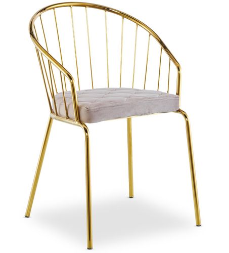 Chaise avec accoudoirs métal doré et assise velours taupe Vintel - Lot de 2 - Photo n°3; ?>