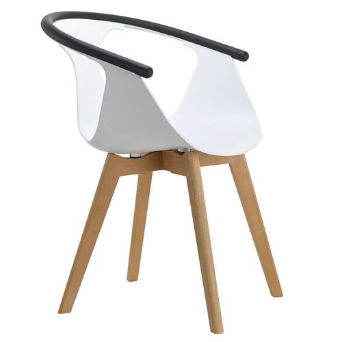 Chaise avec accoudoirs polypropylène blanc et pieds bois beige Massin - Lot de 2 - Photo n°3; ?>