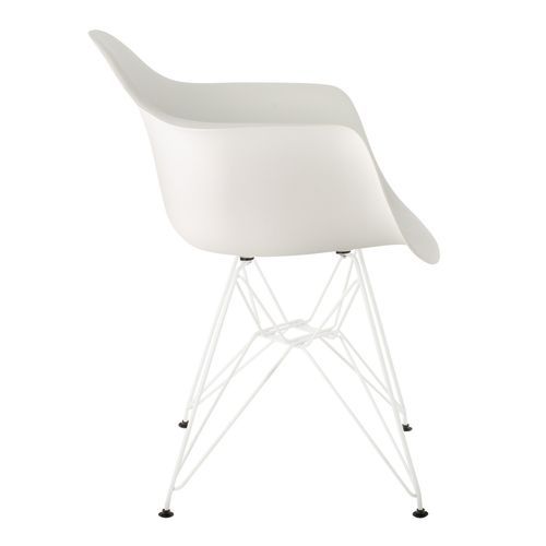 Chaise avec accoudoirs polypropylène blanc mate et pieds acier blanc Croizy - Photo n°2; ?>
