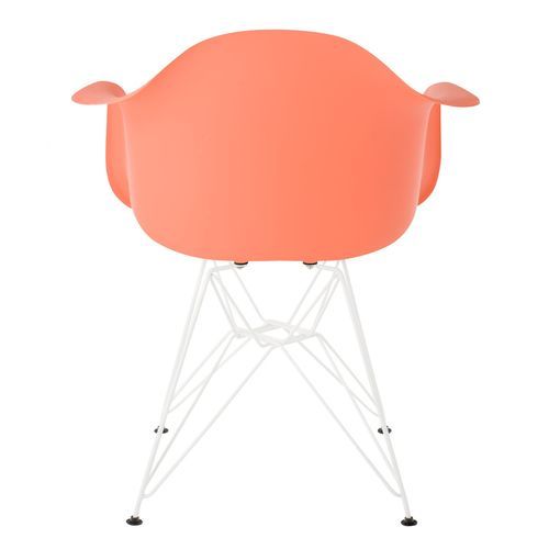 Chaise avec accoudoirs polypropylène orange mate et pieds acier blanc Croizy - Photo n°3; ?>