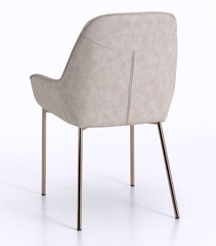 Chaise avec accoudoirs simili cuir beige et pieds métal cuivré Omery - Lot de 4 - Photo n°2; ?>