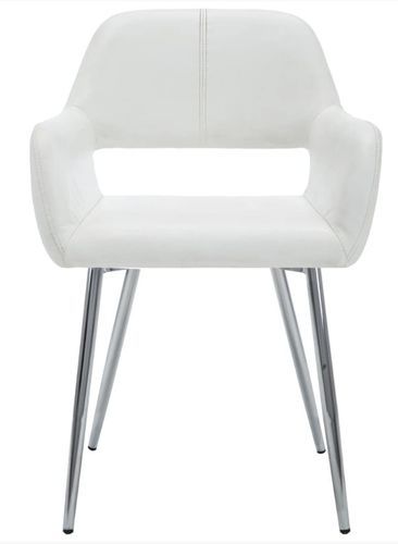 Chaise avec accoudoirs simili cuir blanc et pieds métal chromé Tsu - Lot de 2 - Photo n°3; ?>