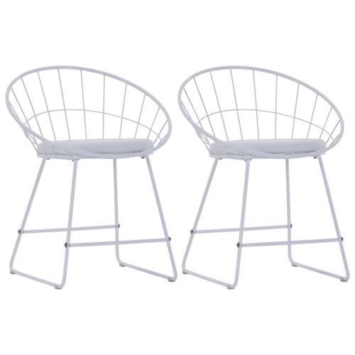 Chaise avec accoudoirs simili cuir et pieds métal blanc Shelb - Lot de 2 - Photo n°2; ?>
