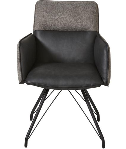 Chaise avec accoudoirs simili cuir et pieds métal noir Collin - Lot de 2 - Photo n°2; ?>