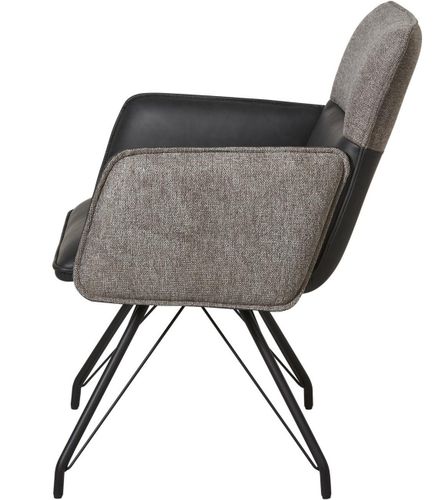 Chaise avec accoudoirs simili cuir et pieds métal noir Collin - Lot de 2 - Photo n°3; ?>