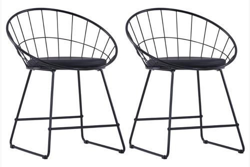 Chaise avec accoudoirs simili cuir et pieds métal noir Shelb - Lot de 2 - Photo n°2; ?>