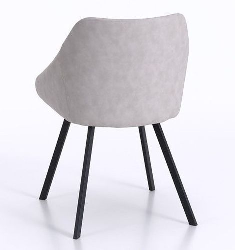 Chaise avec accoudoirs simili cuir gris et pieds métal noir Moza - Lot de 2 - Photo n°2; ?>