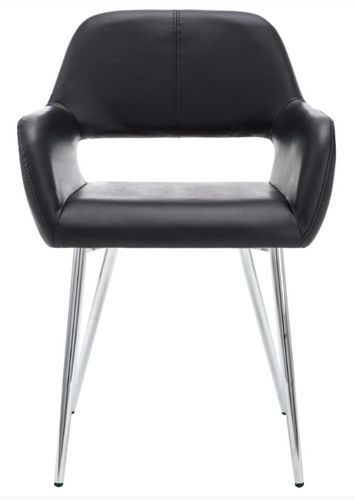 Chaise avec accoudoirs simili cuir noir et pieds métal chromé Tsu - Lot de 2 - Photo n°3; ?>