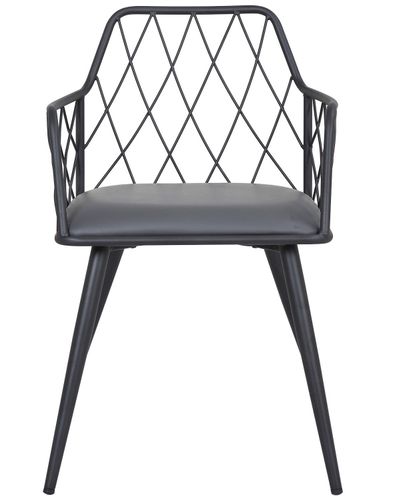Chaise avec accoudoirs similicuir gris foncé pieds métal Stefa - Photo n°2; ?>