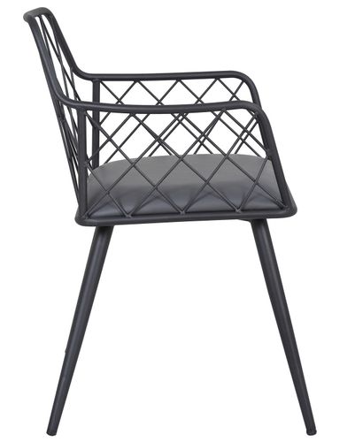 Chaise avec accoudoirs similicuir gris foncé pieds métal Stefa - Photo n°3; ?>
