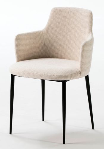 Chaise avec accoudoirs tissu beige et métal noir Baylis - Photo n°2; ?>
