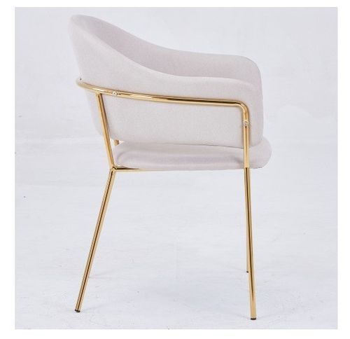 Chaise avec accoudoirs tissu beige et pieds métal doré Tommy - Lot de 2 - Photo n°3; ?>