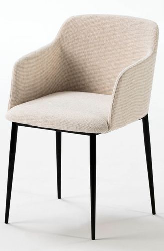Chaise avec accoudoirs tissu blanc et pieds métal noir Baylis - Photo n°2; ?>