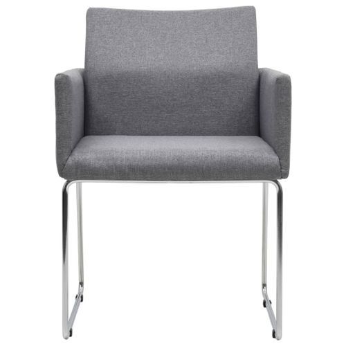 Chaise avec accoudoirs tissu gris clair et pieds métal chromé Boo - Lot de 2 - Photo n°3; ?>