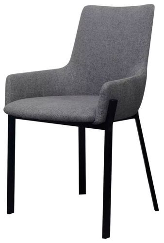 Chaise avec accoudoirs tissu gris clair et pieds métal noir Fentie - Lot de 4 - Photo n°2; ?>