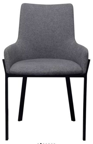 Chaise avec accoudoirs tissu gris clair et pieds métal noir Fentie - Lot de 4 - Photo n°3; ?>