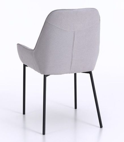 Chaise avec accoudoirs tissu gris clair et pieds métal noir Omery - Lot de 4 - Photo n°2; ?>