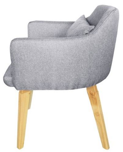 Chaise avec accoudoirs tissu gris et pieds bois clair Biggie - Photo n°3; ?>