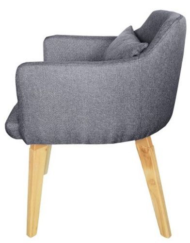 Chaise avec accoudoirs tissu gris foncé et pieds bois clair Biggie - Photo n°3; ?>