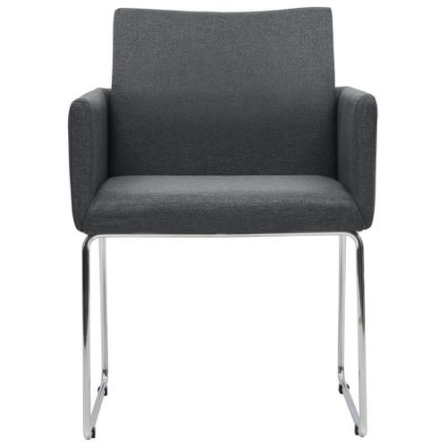 Chaise avec accoudoirs tissu gris foncé et pieds métal chromé Boo - Lot de 2 - Photo n°3; ?>