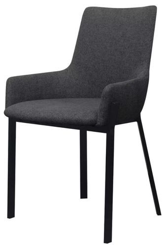 Chaise avec accoudoirs tissu gris foncé et pieds métal noir Fentie - Lot de 2 - Photo n°2; ?>