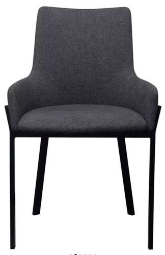 Chaise avec accoudoirs tissu gris foncé et pieds métal noir Fentie - Lot de 2 - Photo n°3; ?>