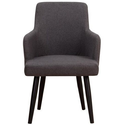 Chaise avec accoudoirs tissu gris foncé et pieds métal noir Jaya - Lot de 2 - Photo n°2; ?>