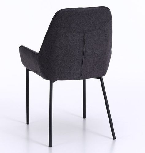 Chaise avec accoudoirs tissu gris foncé et pieds métal noir Omery - Lot de 4 - Photo n°2; ?>