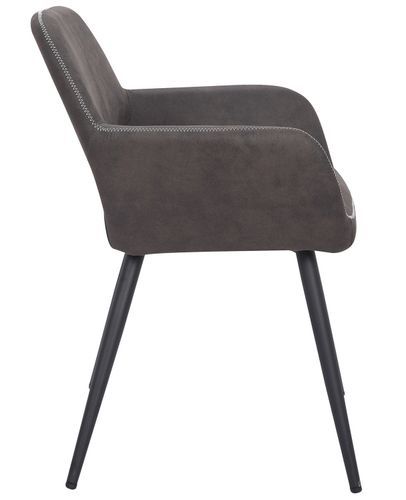 Chaise avec accoudoirs tissu gris foncé vieilli Rocy - Photo n°2; ?>