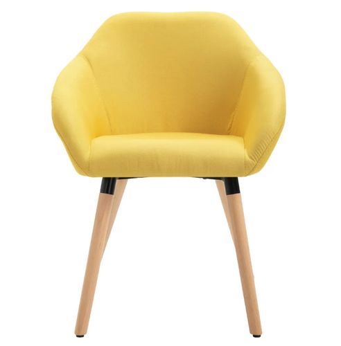 Chaise avec accoudoirs tissu jaune et pieds bois clair Packie - Photo n°2; ?>