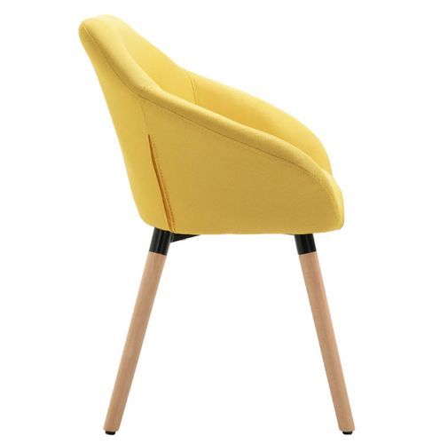 Chaise avec accoudoirs tissu jaune et pieds bois clair Packie - Photo n°3; ?>