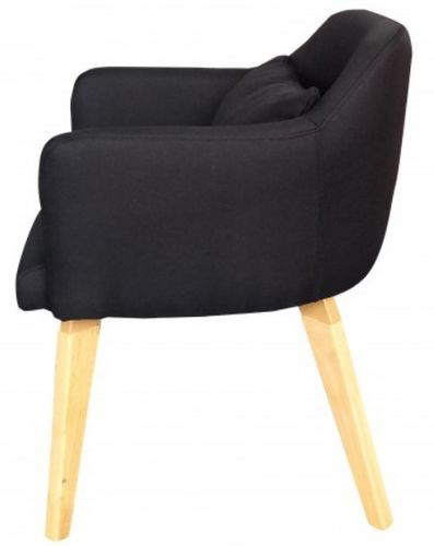 Chaise avec accoudoirs tissu noir et pieds bois clair Biggie - Photo n°3; ?>