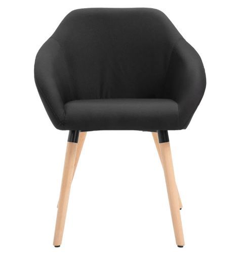 Chaise avec accoudoirs tissu noir et pieds bois clair Packie - Photo n°2; ?>
