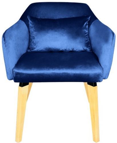 Chaise avec accoudoirs velours bleu et pieds bois clair Biggie 2 - Photo n°2; ?>