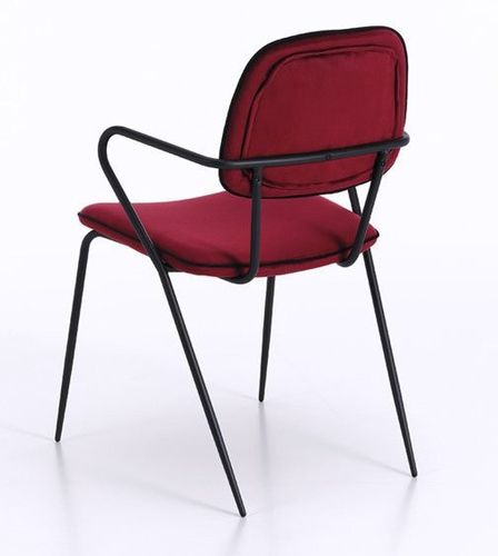 Chaise avec accoudoirs velours bordeaux et pieds métal noir Taio - Lot de 4 - Photo n°2; ?>