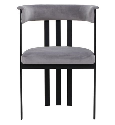 Chaise avec accoudoirs velours gris et pieds métal noir Sofiane - Lot de 2 - Photo n°3; ?>