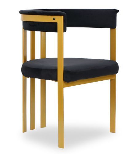 Chaise avec accoudoirs velours noir et pieds métal doré Sofiane - Lot de 2 - Photo n°2; ?>