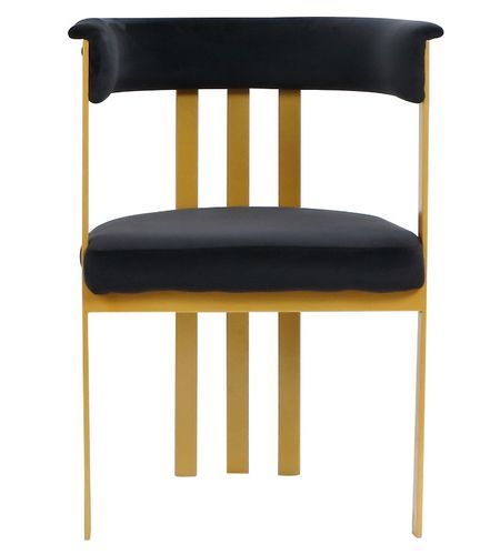 Chaise avec accoudoirs velours noir et pieds métal doré Sofiane - Lot de 2 - Photo n°3; ?>