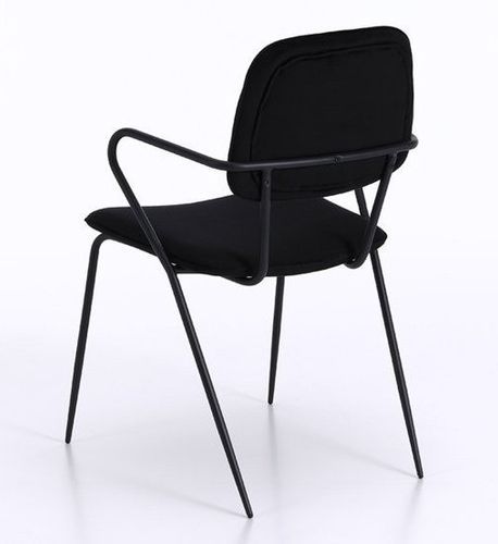 Chaise avec accoudoirs velours noir et pieds métal noir Taio - Lot de 4 - Photo n°2; ?>
