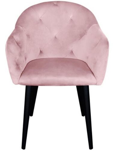 Chaise avec accoudoirs velours rose Honor - Photo n°2; ?>
