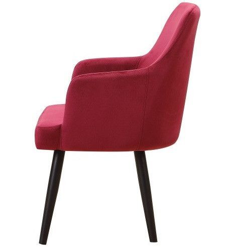 Chaise avec accoudoirs velours rouge et pieds métal noir Jaya - Lot de 2 - Photo n°3; ?>