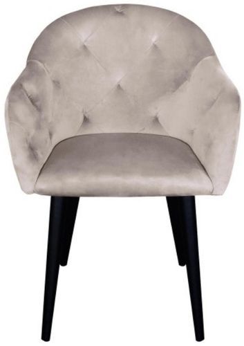 Chaise avec accoudoirs velours taupe Honor - Photo n°2; ?>