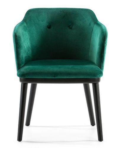 Chaise avec accoudoirs velours vert et pieds bois massif noir Caleido - Photo n°2; ?>