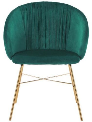 Chaise avec accoudoirs velours vert et pieds métal doré Drag - Photo n°2; ?>