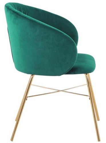 Chaise avec accoudoirs velours vert et pieds métal doré Drag - Photo n°3; ?>