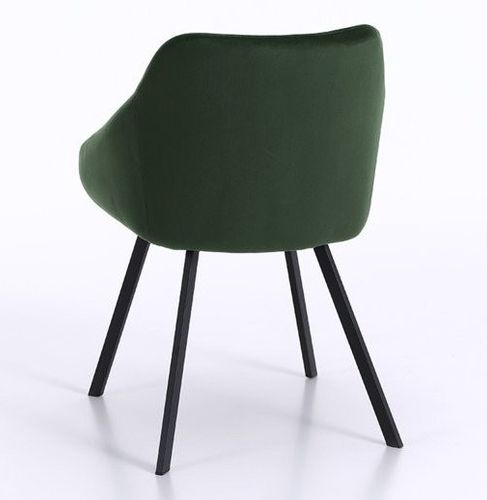 Chaise avec accoudoirs velours vert et pieds métal noir Moza - Lot de 2 - Photo n°2; ?>