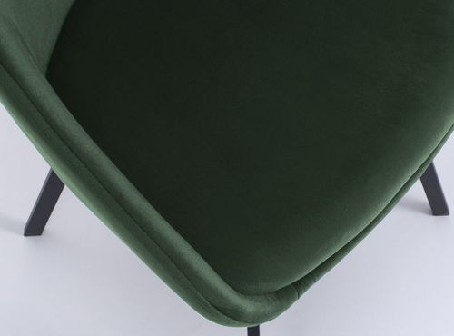Chaise avec accoudoirs velours vert et pieds métal noir Moza - Lot de 2 - Photo n°3; ?>