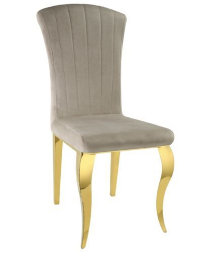 Chaise baroque en velours et pieds métal doré brillant Kania - lot de 6 - Photo n°3; ?>