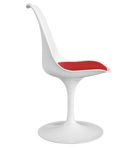 Chaise blanche pivotante avec coussin simili cuir Tulipa - Photo n°2; ?>
