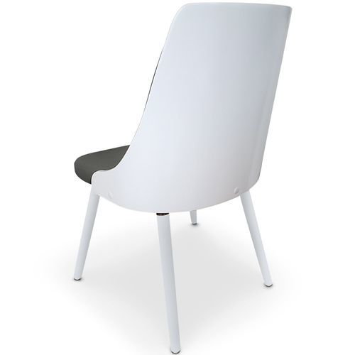 Chaise bois blanc et assise simili gris Pako - Lot de 2 - Photo n°3; ?>